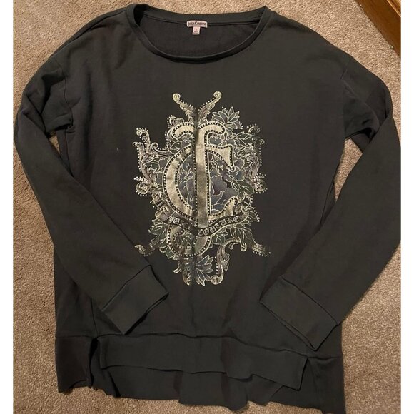 Juicy Couture Gray Rhinestone Crewneck Sweatshirt Women's Size Large - Picture 1 of 2